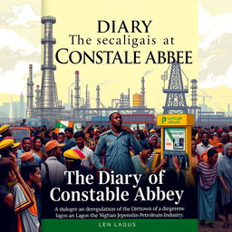 A visually striking book cover for 'The Diary of Constable Abbey - A dialogue on deregulation of the downstream of the Nigerian Petroleum Industry'