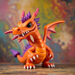 A fierce dragon figure with intricate details and bold colors, inspired by the designer toy style of Superplastic and Kidrobot