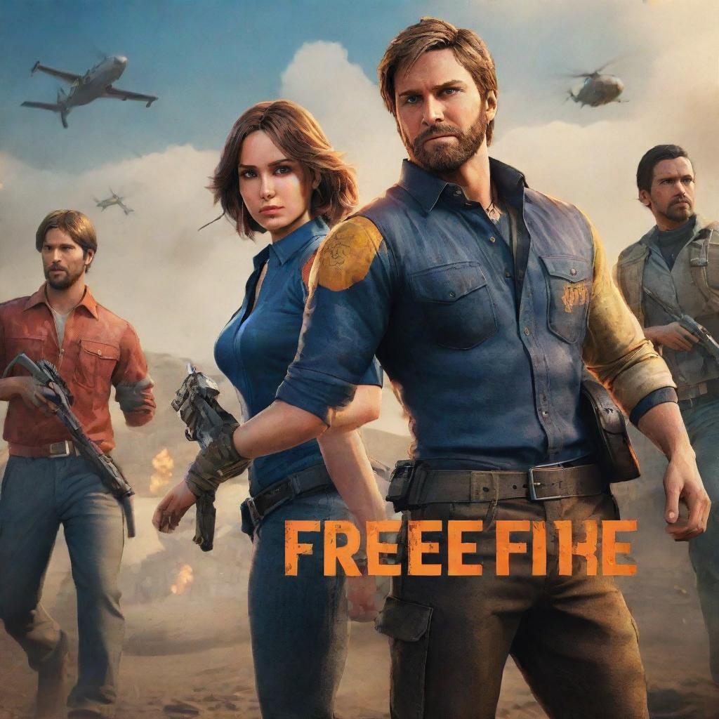 An image from Free Fire, a popular mobile battle royale game, one year in the future. Highlight improved graphics, new characters, expanded maps, advanced weapons, and exciting gameplay elements for an enhanced gaming experience.