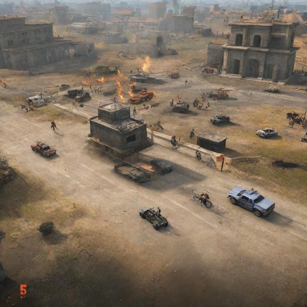 An image from Free Fire, a popular mobile battle royale game, one year in the future. Highlight improved graphics, new characters, expanded maps, advanced weapons, and exciting gameplay elements for an enhanced gaming experience.