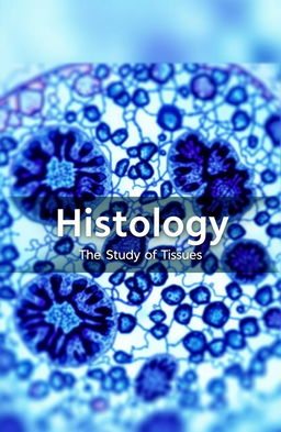 A captivating book cover design for a new Histology textbook, featuring a close-up of beautifully stained tissue samples under a microscope, showcasing intricate cellular structures