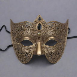 A front view of a captivating half-face mask, intricately designed in an Indian mythical style.