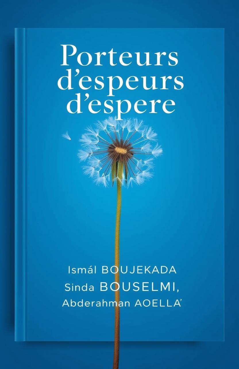 A compelling book cover design for 'Porteurs d'espoir', featuring a deep blue background representing hope and resilience