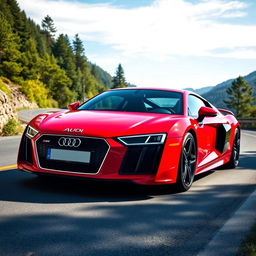 A vintage Audi R8 inspired sports car designed in the 1980s, featuring sharp angular lines, a low-slung body, and iconic pop-up headlights