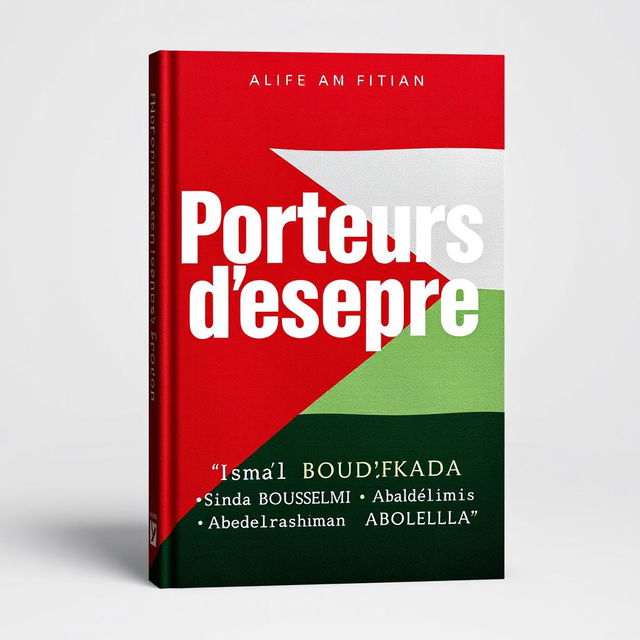 A striking book cover design for 'Porteurs d'espoir', prominently featuring the colors and elements of the Palestinian flag as the background