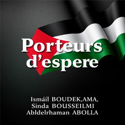 A striking book cover design for 'Porteurs d'espoir', prominently featuring the colors and elements of the Palestinian flag as the background