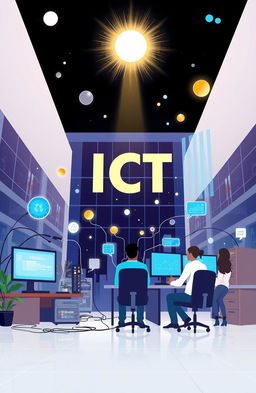 An inspiring and dynamic illustration representing the Administrative Operating System in ICT at Ambrose Alli University, Ekpoma