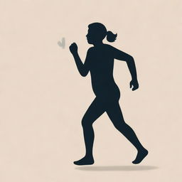 An illustration of a person with a look of discomfort on their face, clutching their stomach and running towards a marked restroom sign.