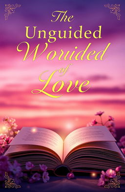 A captivating book cover for 'The Unguided Words of Love', featuring a romantic and ethereal design