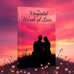 A stunning book cover design featuring the title "The Unguided Words of Love" prominently displayed at the top in elegant, flowing script