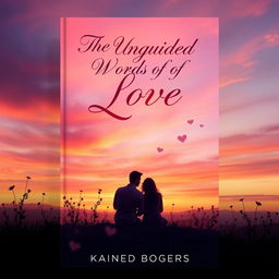 A stunning book cover design featuring the title "The Unguided Words of Love" prominently displayed at the top in elegant, flowing script