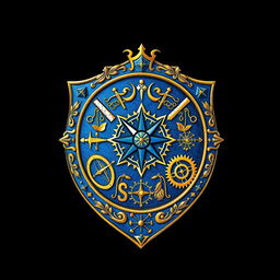 An emblem representing a medieval European civilization or kingdom, featuring a beautifully crafted shield as the central element