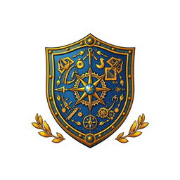 An emblem representing a medieval European civilization or kingdom, featuring a beautifully crafted shield as the central element