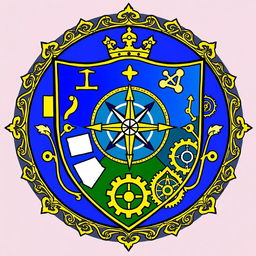 An emblem portraying a medieval European civilization or kingdom, featuring a classic heraldic shield as the primary focal point