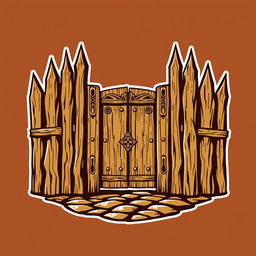 An emblem depicting a medieval African civilization or kingdom, featuring a strong wooden palisade as the central element