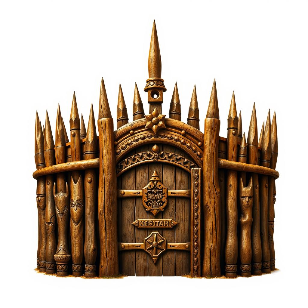 An emblem of a medieval African civilization or kingdom, featuring a wooden palisade designed to resemble a crown of thorns