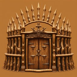 An emblem of a medieval African civilization or kingdom, featuring a wooden palisade designed to resemble a crown of thorns