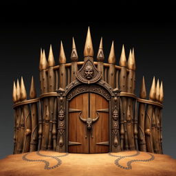 An emblem of a medieval African civilization or kingdom, featuring a wooden palisade designed to resemble a crown of thorns