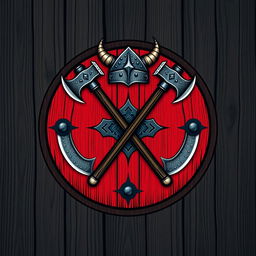 A medieval Viking civilization emblem featuring a round Viking shield