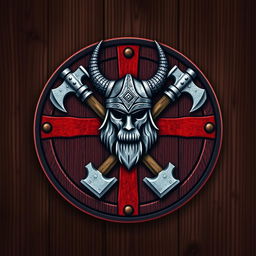 A medieval Viking civilization emblem featuring a round Viking shield