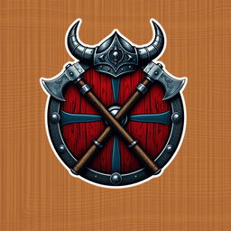 A medieval Viking civilization emblem featuring a round Viking shield