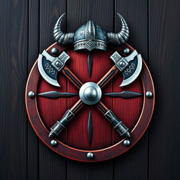 A medieval Viking civilization emblem featuring a round Viking shield