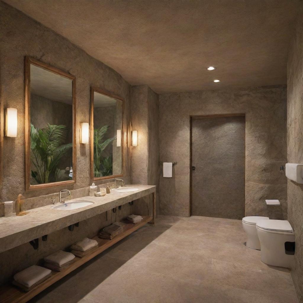 The Jurassic-themed island now comes complete with modern amenities: well-constructed restrooms, a grand hotel with exterior hinting at prehistoric design elements, and a top-tier restaurant, all subtly blended into the natural surroundings.