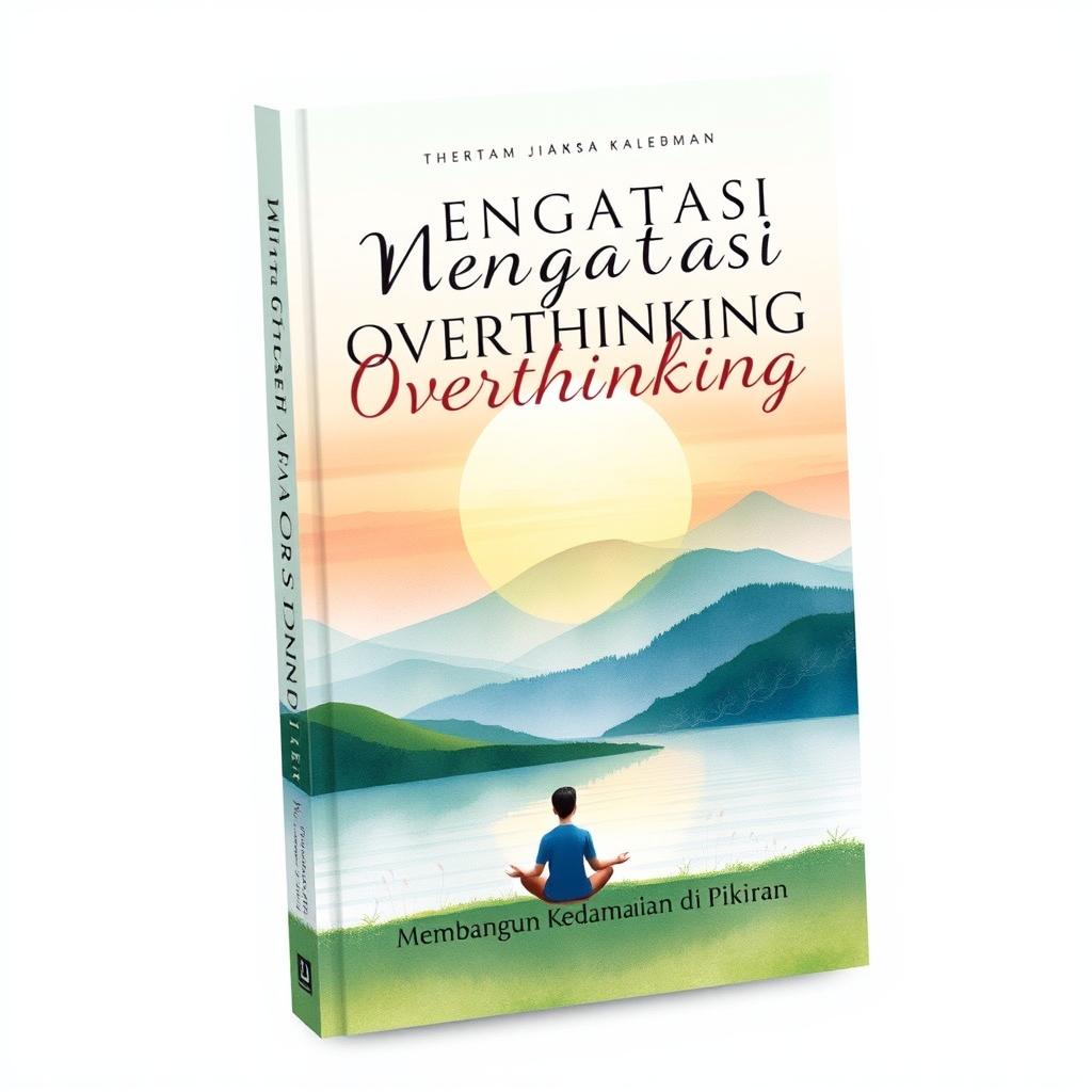 An aesthetically pleasing book cover design illustrating the theme 'Mengatasi Overthinking: Membangun Kedamaian di Pikiran'