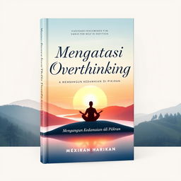 An aesthetically pleasing book cover design illustrating the theme 'Mengatasi Overthinking: Membangun Kedamaian di Pikiran'