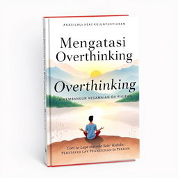 An aesthetically pleasing book cover design illustrating the theme 'Mengatasi Overthinking: Membangun Kedamaian di Pikiran'