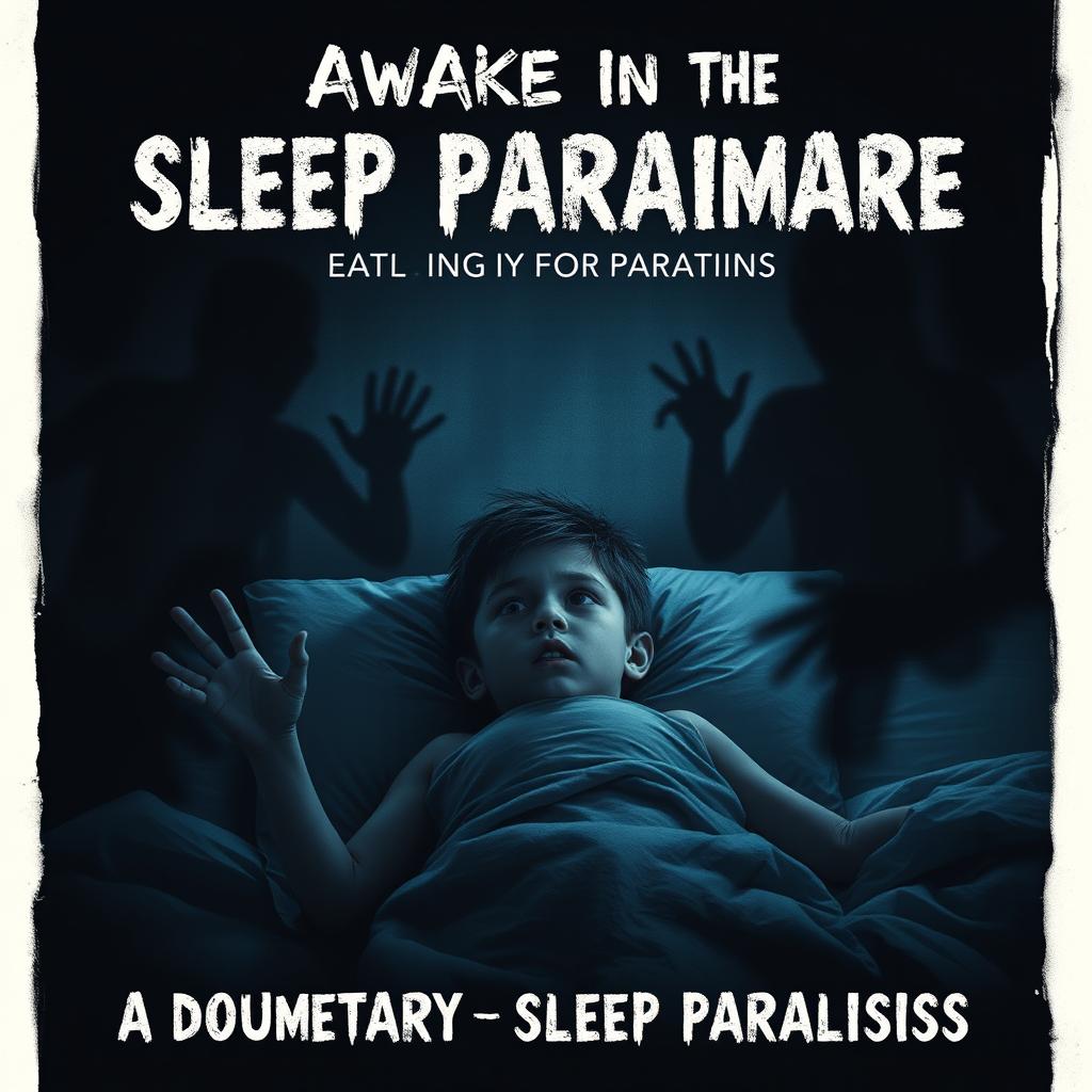 A haunting poster for a horror documentary focusing on the internal struggles of a young boy battling sleep paralysis