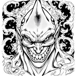 A portrait of Shark-Man in a Dungeons & Dragons style, showcasing a fierce and captivating humanoid with distinct shark-like features