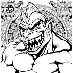 A portrait of Shark-Man in a Dungeons & Dragons style, featuring a powerful humanoid with exaggerated shark-like traits