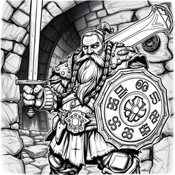 A Dwarf warrior depicted in a dark Dungeons & Dragons style