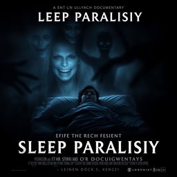 A chilling horror documentary poster depicting the internal struggle of a boy experiencing sleep paralysis