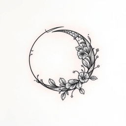 An elegant tattoo design featuring a crescent moon with intricate details