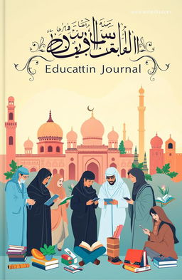 A captivating cover for an Arabic Education Journal featuring a modern design