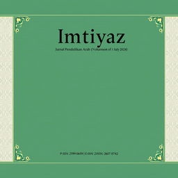 A sophisticated journal cover for 'Imtiyaz: Jurnal Pendidikan Bahasa Arab, Volume 8 No 1, July 2024'