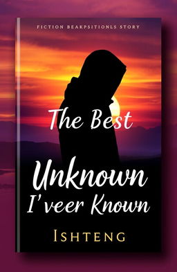 A captivating book cover for a Wattpad fiction story titled 'The Best Unknown I've Never Known', featuring an enigmatic silhouette of a person against a vibrant sunset backdrop