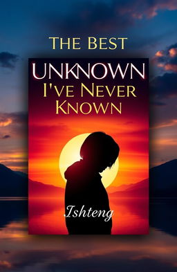 A captivating book cover for a Wattpad fiction story titled 'The Best Unknown I've Never Known', featuring an enigmatic silhouette of a person against a vibrant sunset backdrop