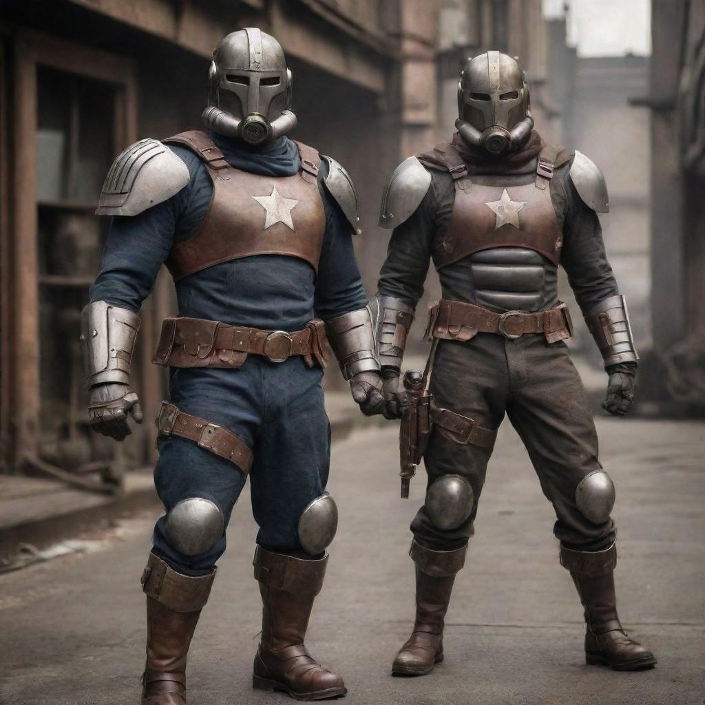 Superheroes in a dieselpunk theme, they are adorned with industrial-grade armor and gear, fashioned out of burnished metal and distressed leather. Their abilities are amplified by gritty, heavy machinery that resonates with the aesthetics of interwar period.