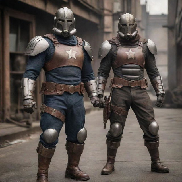 Superheroes in a dieselpunk theme, they are adorned with industrial-grade armor and gear, fashioned out of burnished metal and distressed leather. Their abilities are amplified by gritty, heavy machinery that resonates with the aesthetics of interwar period.