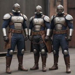 Superheroes in a dieselpunk theme, they are adorned with industrial-grade armor and gear, fashioned out of burnished metal and distressed leather. Their abilities are amplified by gritty, heavy machinery that resonates with the aesthetics of interwar period.