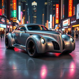 A futuristic redesign of a 1939 Chevrolet Coupe, showcasing a widebody style with oversized, aggressive wide tires