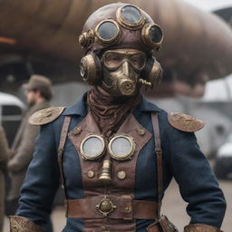 Superheroes dressed in the style of gaspunk, outfitted with inventive gear defined by gasses and airship technology. Their costumes demonstrate the mixture of Victorian attire leveled up with ornate gas-powered gadgets and devices.