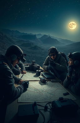 A dramatic and intense scene depicting a hidden mission unfolding in Afghanistan