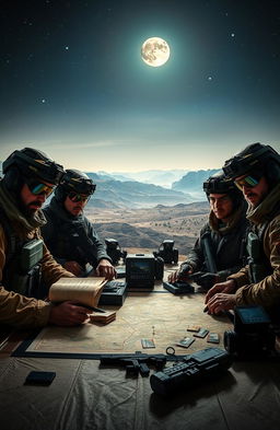 A dramatic and intense scene depicting a hidden mission unfolding in Afghanistan