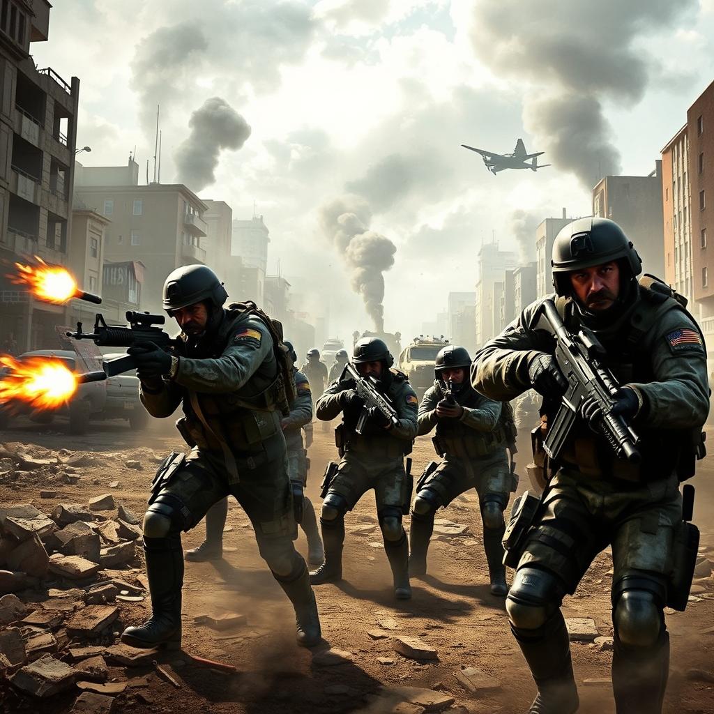 A dynamic and intense scene depicting military action inspired by Call of Duty: Modern Warfare 3