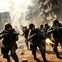 A dynamic and intense scene depicting military action inspired by Call of Duty: Modern Warfare 3