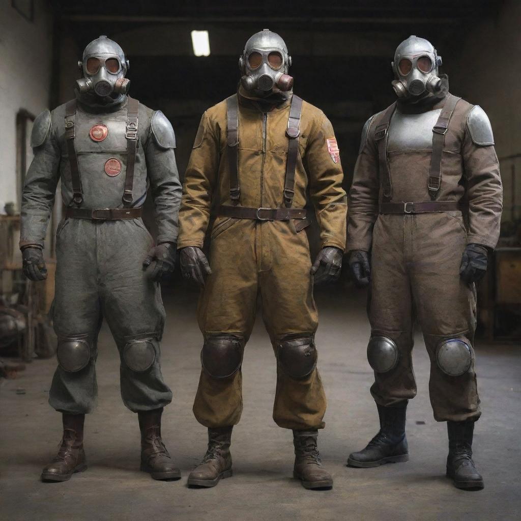 Superheroes conceptualized in a factorypunk world. They don complex outfits inspired by factory workers, featuring industrial-grade protective gear, mechanic suits, and elaborate gadgets powered by steam and hydraulics, reflecting the spirit of the Industrial Revolution.